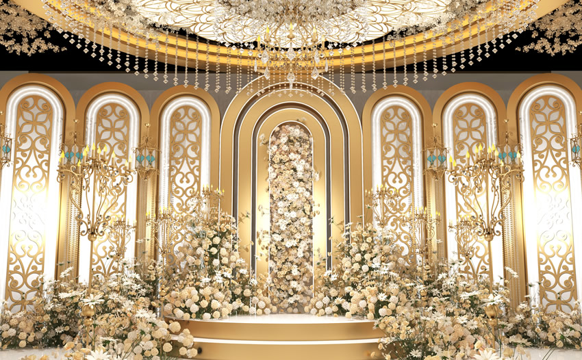 船山香槟色调婚礼堂效果展示